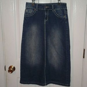 EUC girls long blue jean skirt size 12